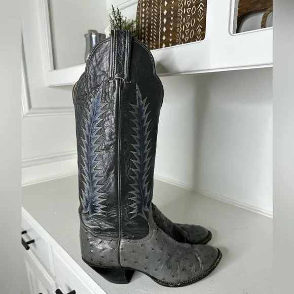 Tony Lama El Rey Ostrich Cowboy Boots Women’s 7C – Rare Vintage Western USA Made - Picture 4 of 9